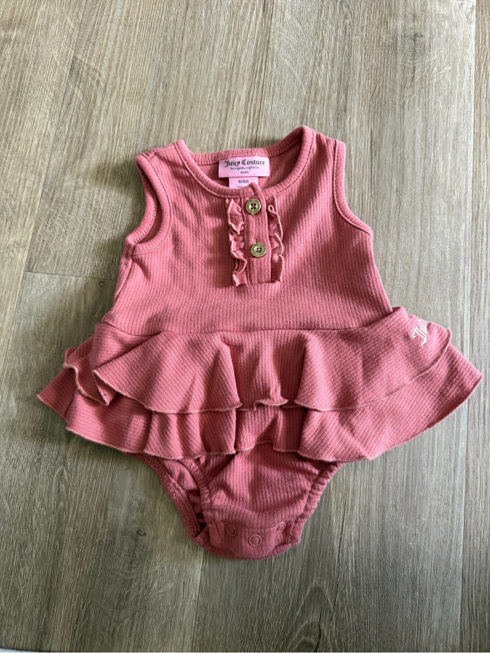 Juicy Couture Rose Pink Ruffle Tank Bodysuit